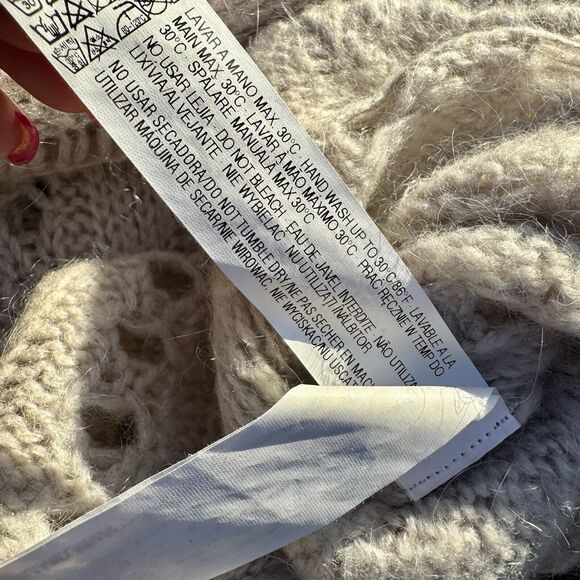 Zara Women’s Gray Alpaca Wool Blend Crochet Knit Sweater Size Small - Picture 7 of 7